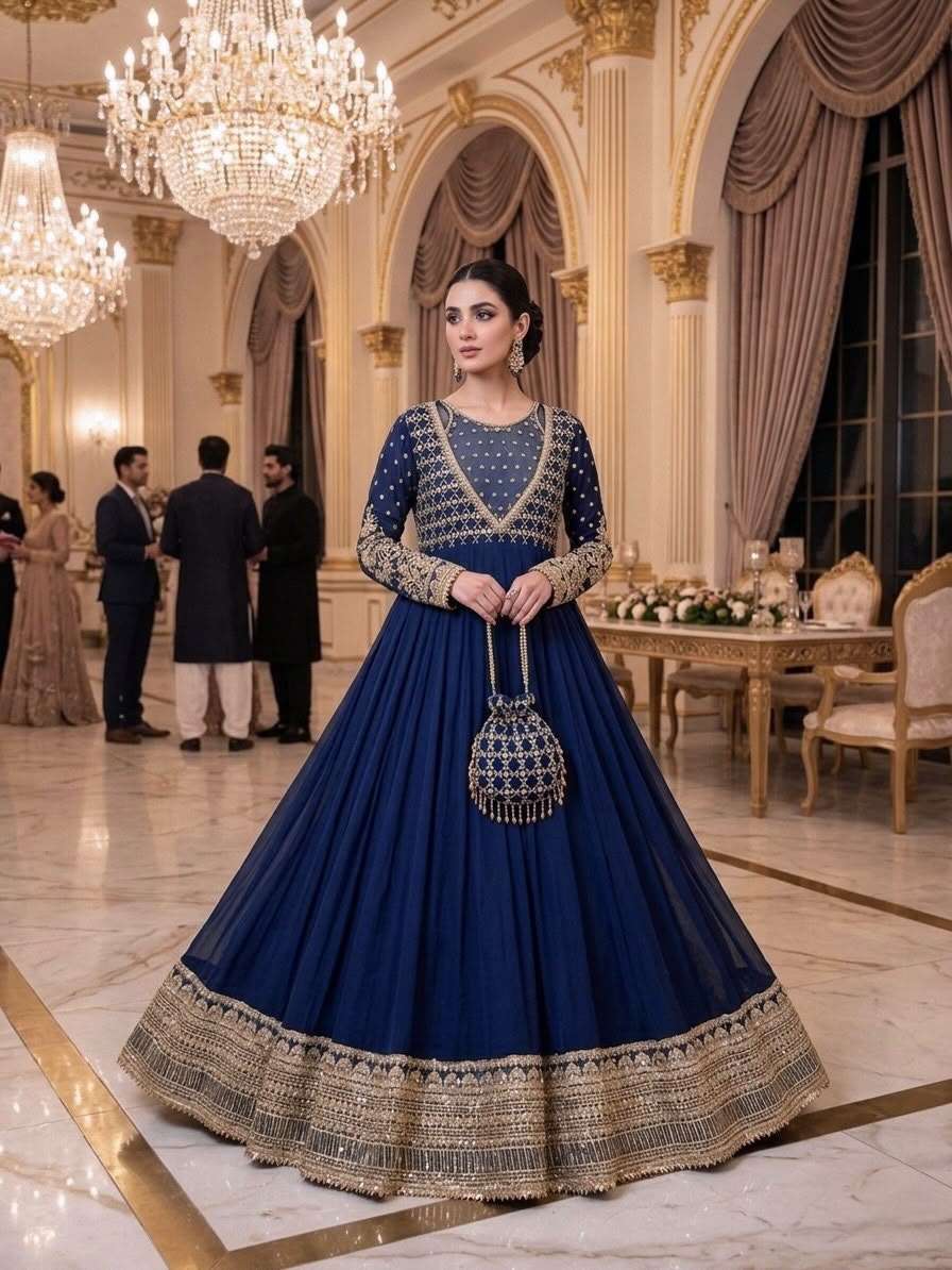 JF 049 GEORGETTE HEAVY BEAUTIFUL PARTY WEAR GOWN BOTTOM AND DUPATTA 