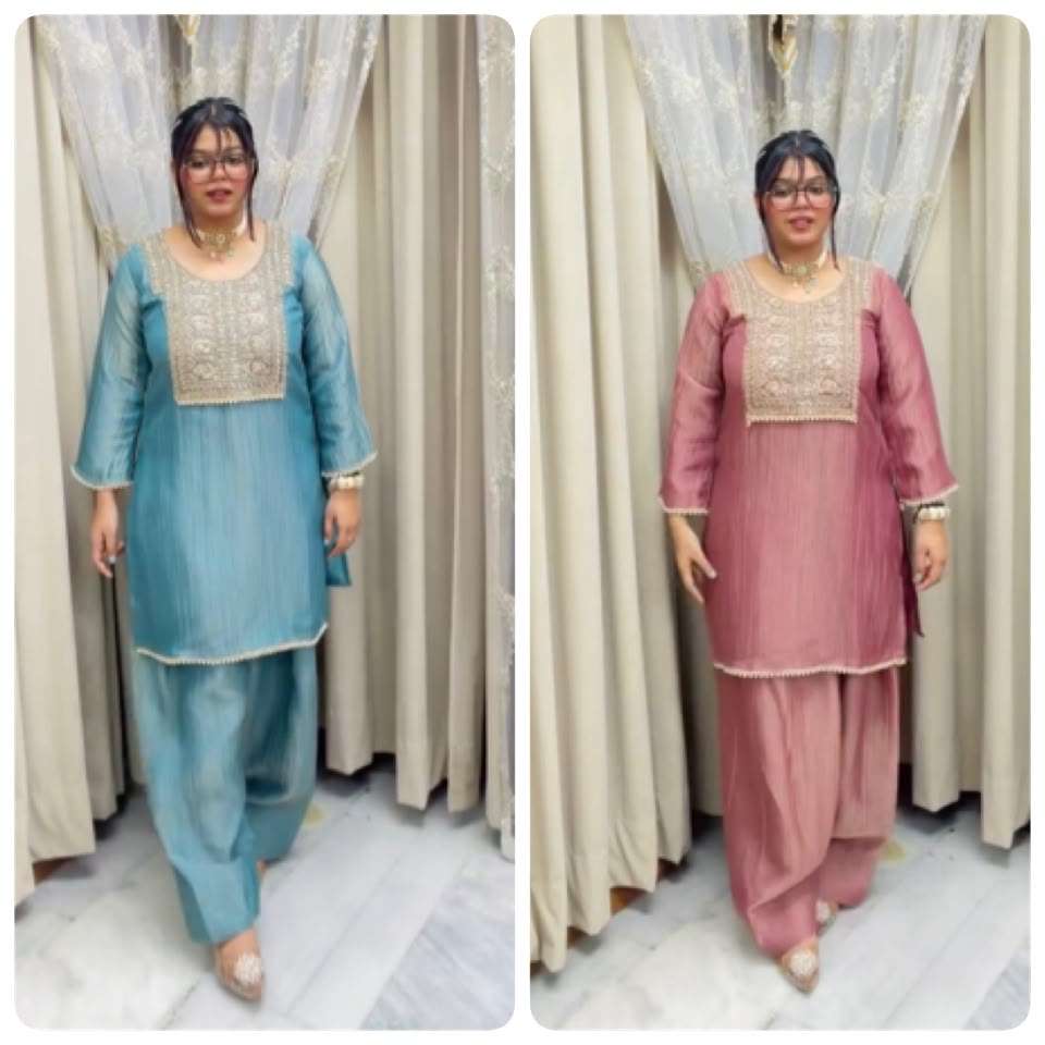 JF 053 SILK DESIGNER WORK PARTY WEAR TOP BOTTOM AND DUPATTA SET 