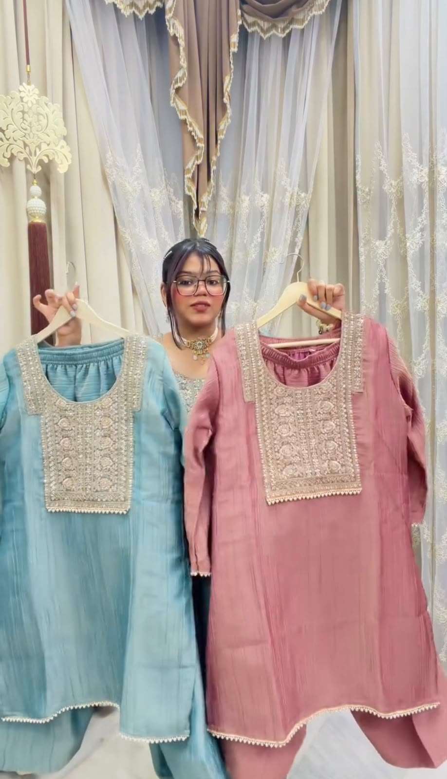 JF 053 SILK DESIGNER WORK PARTY WEAR TOP BOTTOM AND DUPATTA SET 