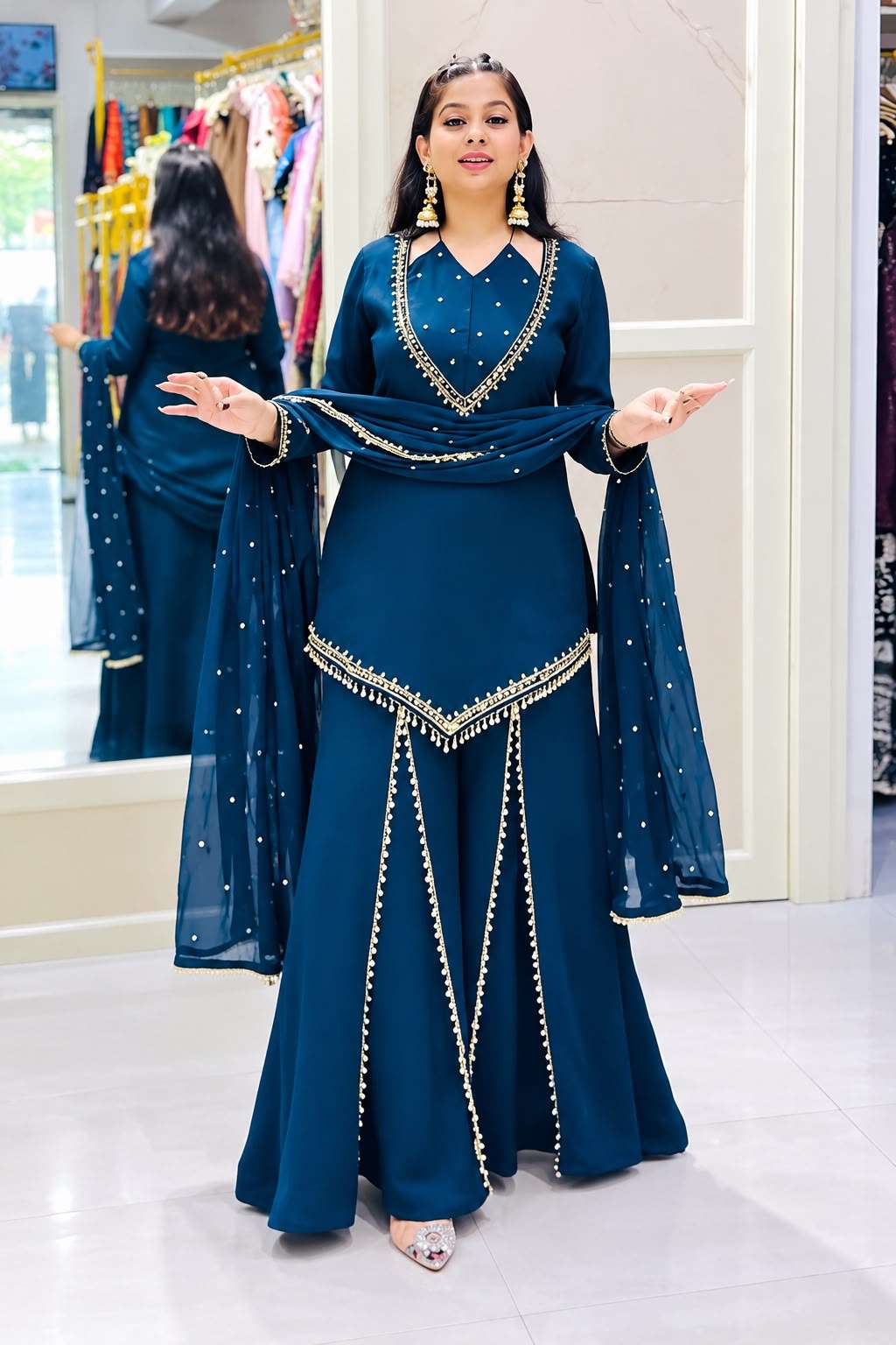 JF 054 SILK BEAUTIFUL DESIGNER LOOK PARTY WEAR LADIES SUIT