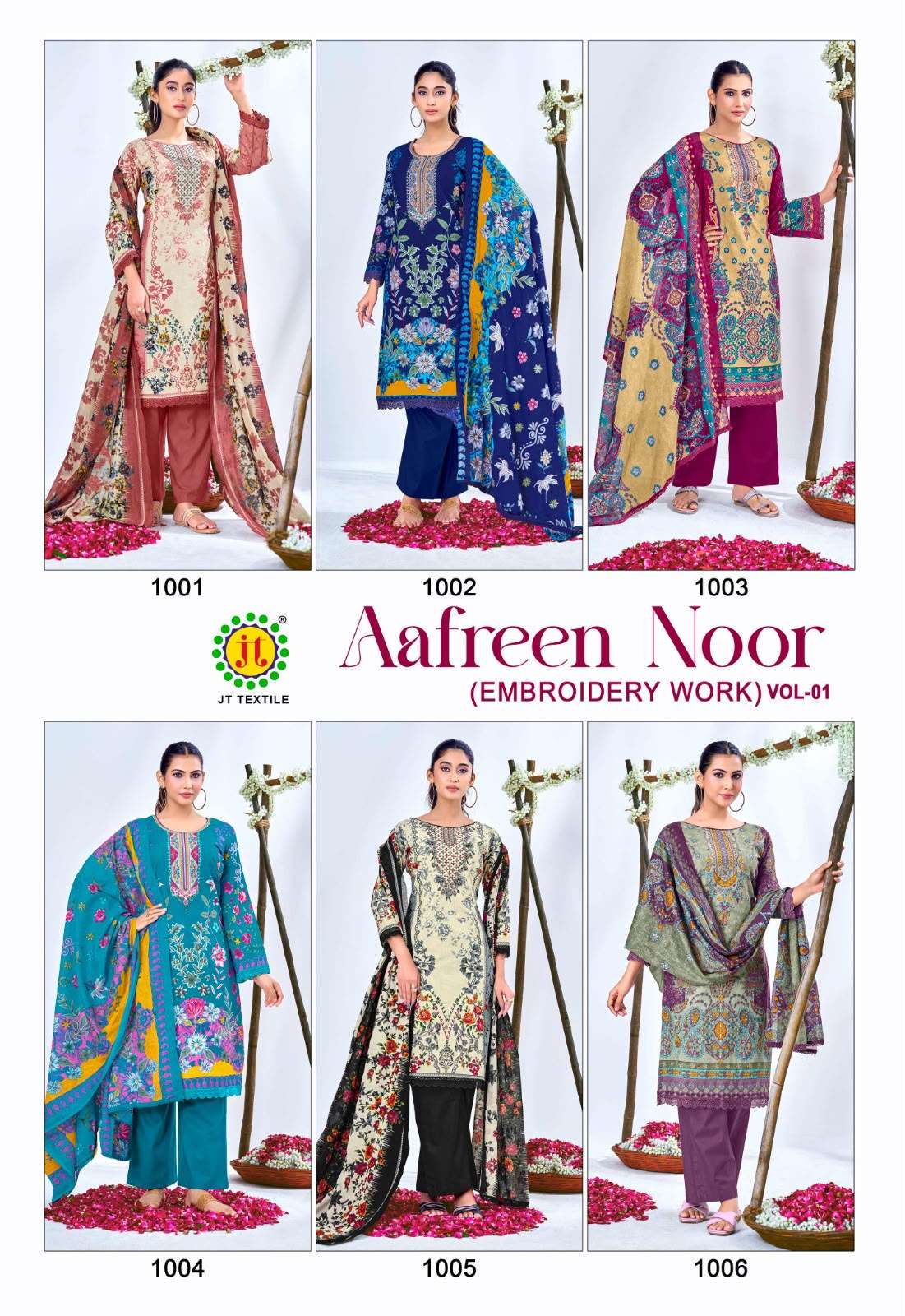 JT AAFREEN NOOR VOL 1 COTTON DIGITAL PRINT WITH FANCY WORK SUIT