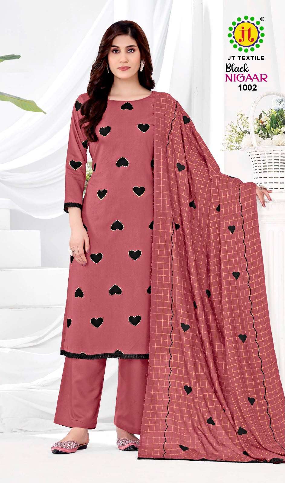 JT BLACK NIGAAR RAYON PRINT WITH WORK UNSTITCH SALWAR SUIT