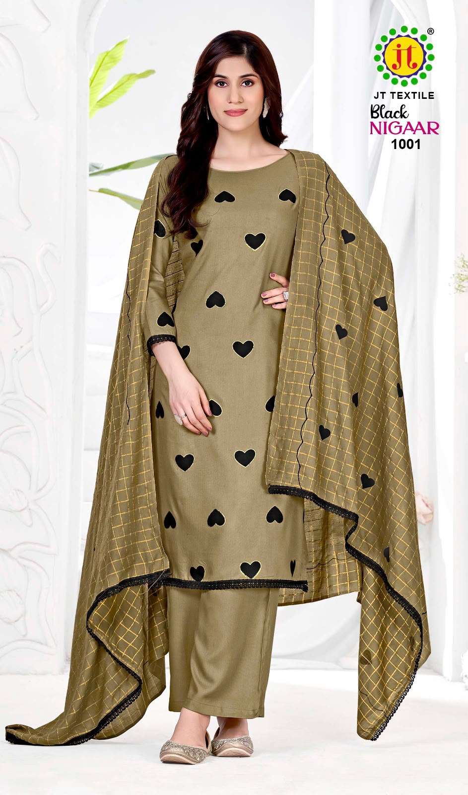 JT BLACK NIGAAR RAYON PRINT WITH WORK UNSTITCH SALWAR SUIT