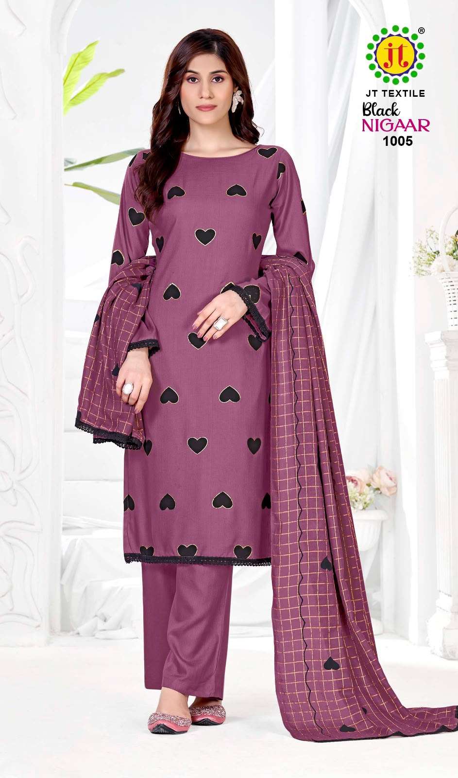 JT BLACK NIGAAR RAYON PRINT WITH WORK UNSTITCH SALWAR SUIT