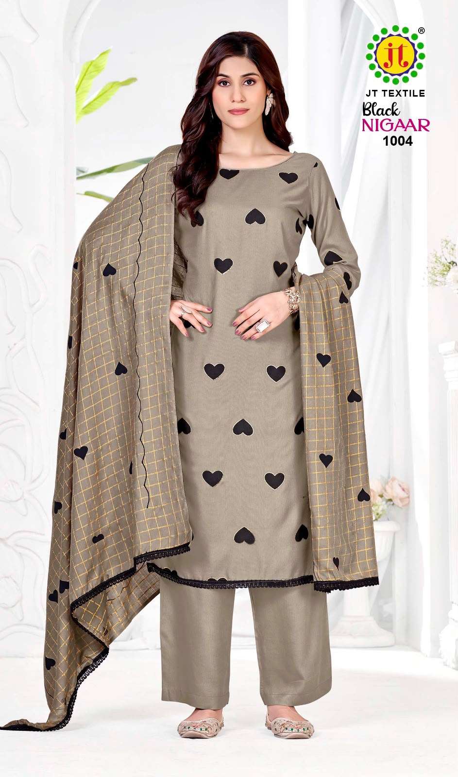 JT BLACK NIGAAR RAYON PRINT WITH WORK UNSTITCH SALWAR SUIT