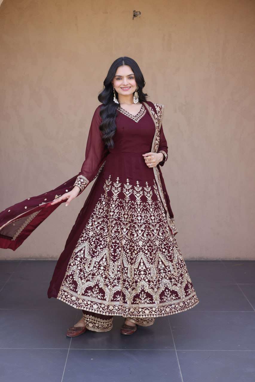 KA 1254 READY MADE GOWN WITH PANT & DUPATTA SET