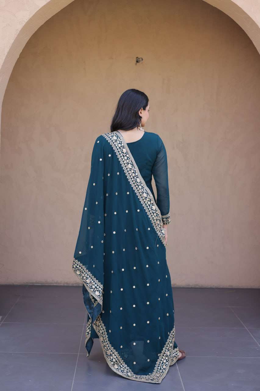 KA 1254 READY MADE GOWN WITH PANT & DUPATTA SET
