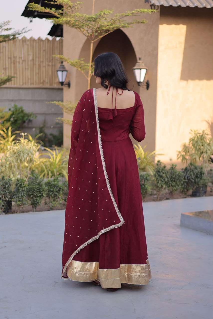 KA 1261 SILK DESIGNER WORK PARTY WEAR ANARKALI GOWN WITH DUPATTA SET 