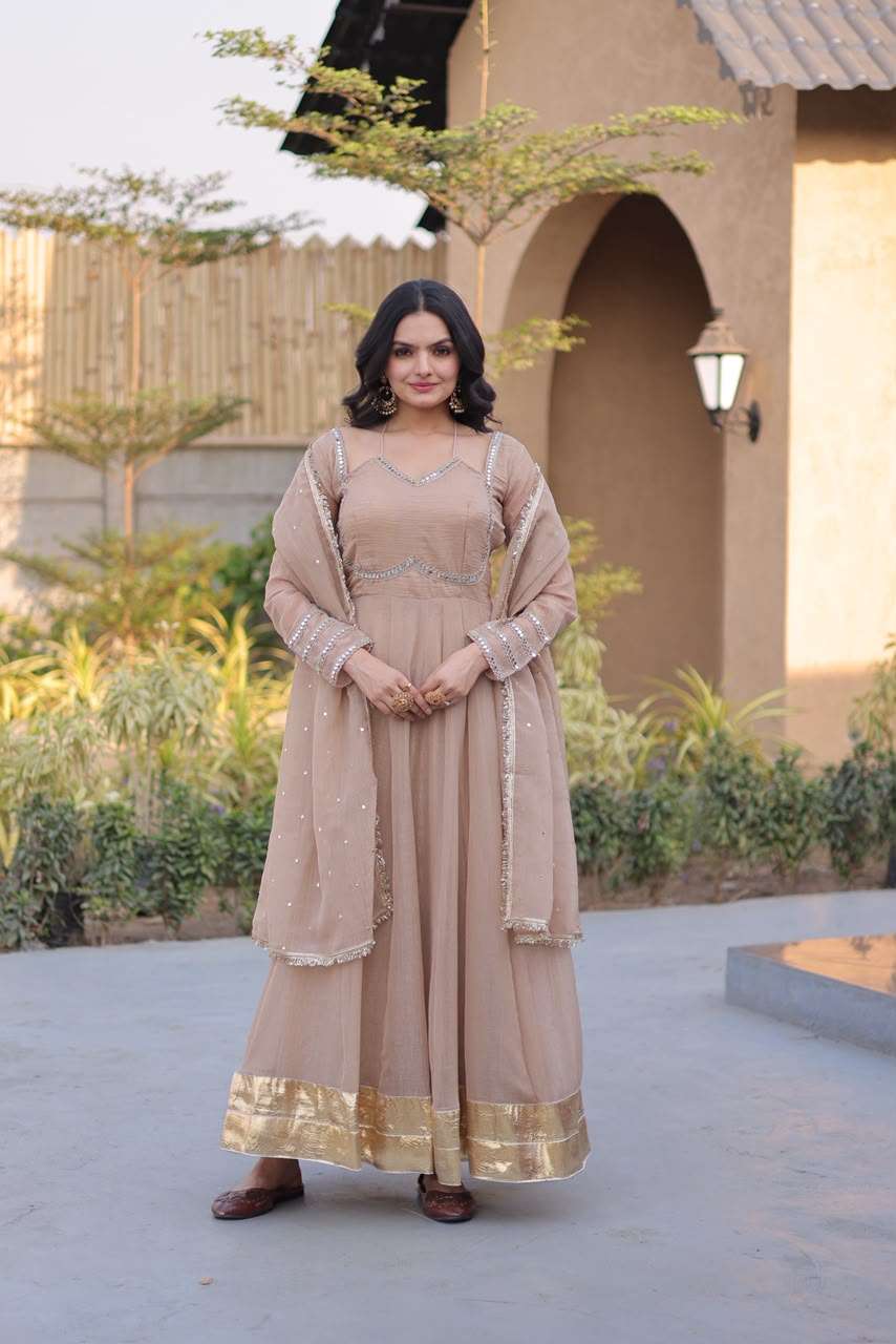 KA 1261 SILK DESIGNER WORK PARTY WEAR ANARKALI GOWN WITH DUPATTA SET 