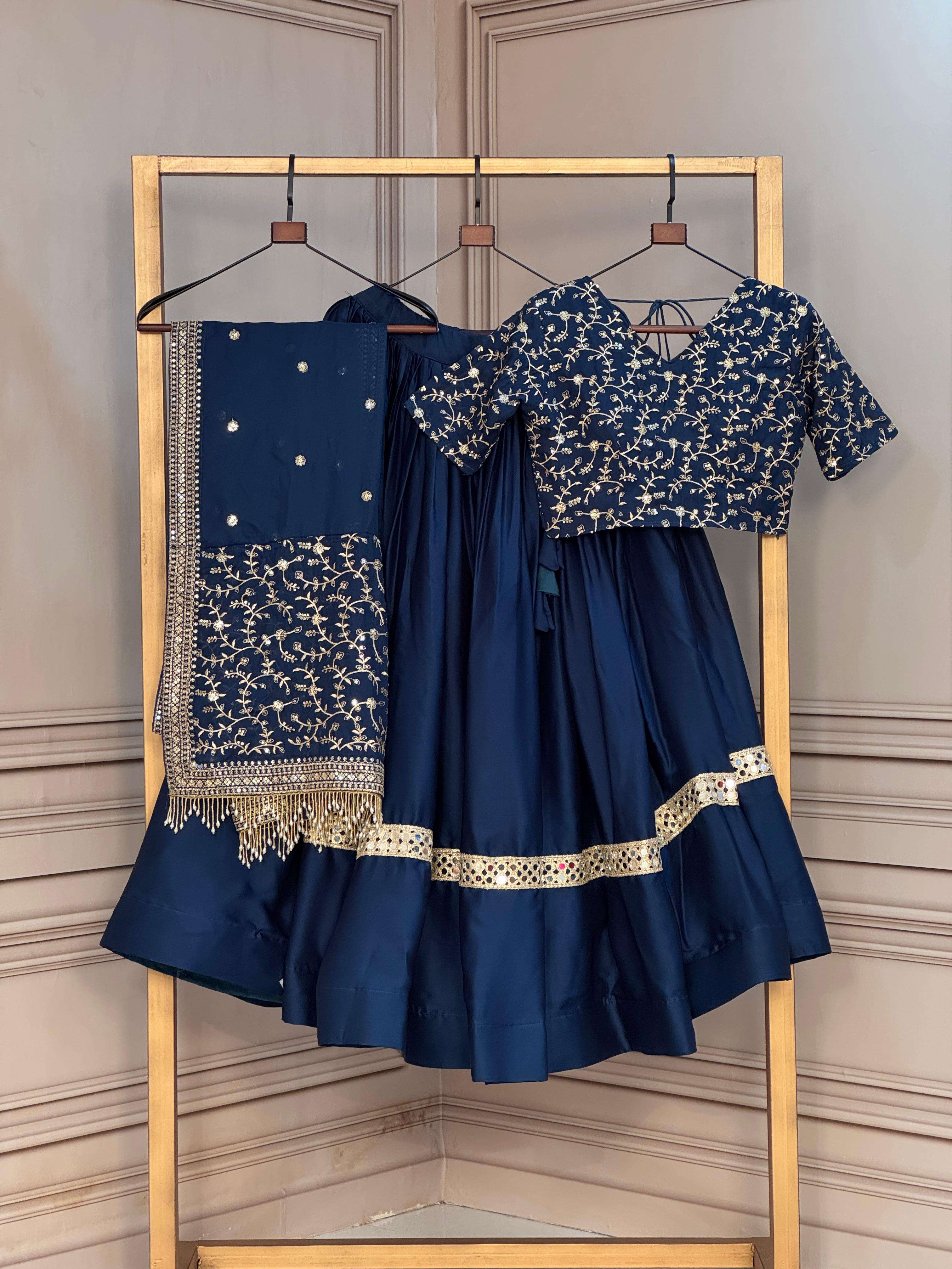 KA 5073 SATIN SEQUENCE EMBROIDERY DESIGNER WORK FESTIVE WEAR LEHENGA CHOLI 