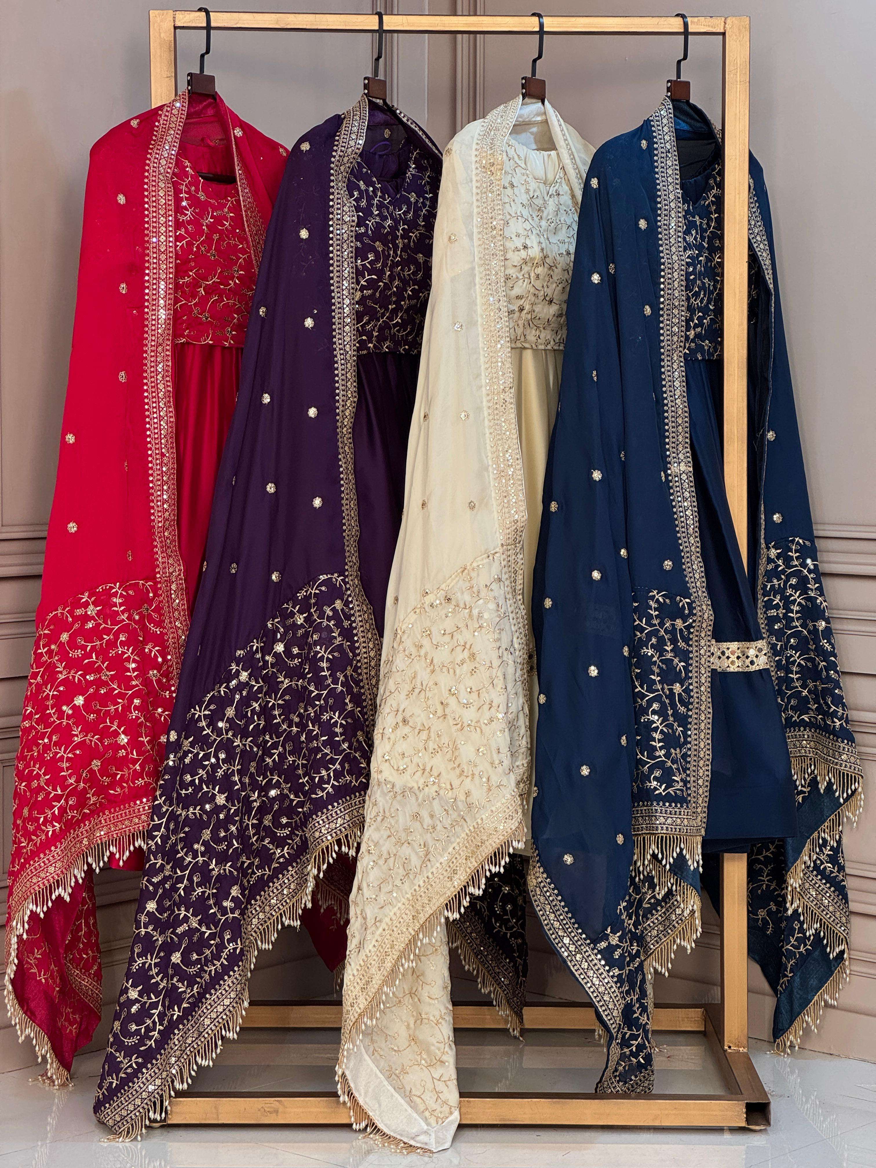 KA 5073 SATIN SEQUENCE EMBROIDERY DESIGNER WORK FESTIVE WEAR LEHENGA CHOLI 