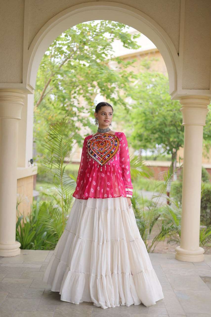KA 5082 COTTON BANDHANI PRINT NAVRATRI WEAR LADIES TOP WITH LEHENGA COLLECTION