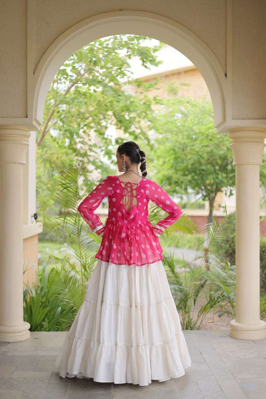 KA 5082 COTTON BANDHANI PRINT NAVRATRI WEAR LADIES TOP WITH LEHENGA COLLECTION