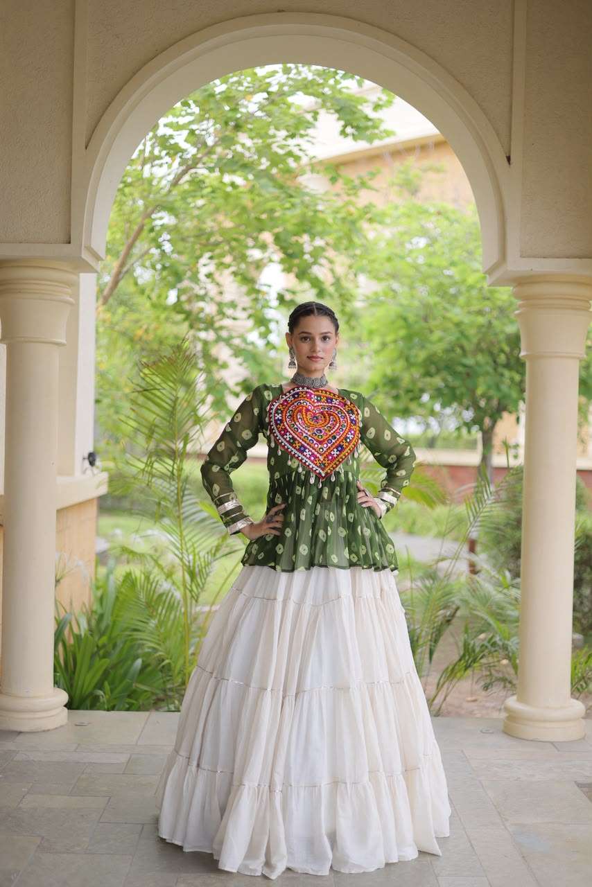 KA 5082 COTTON BANDHANI PRINT NAVRATRI WEAR LADIES TOP WITH LEHENGA COLLECTION