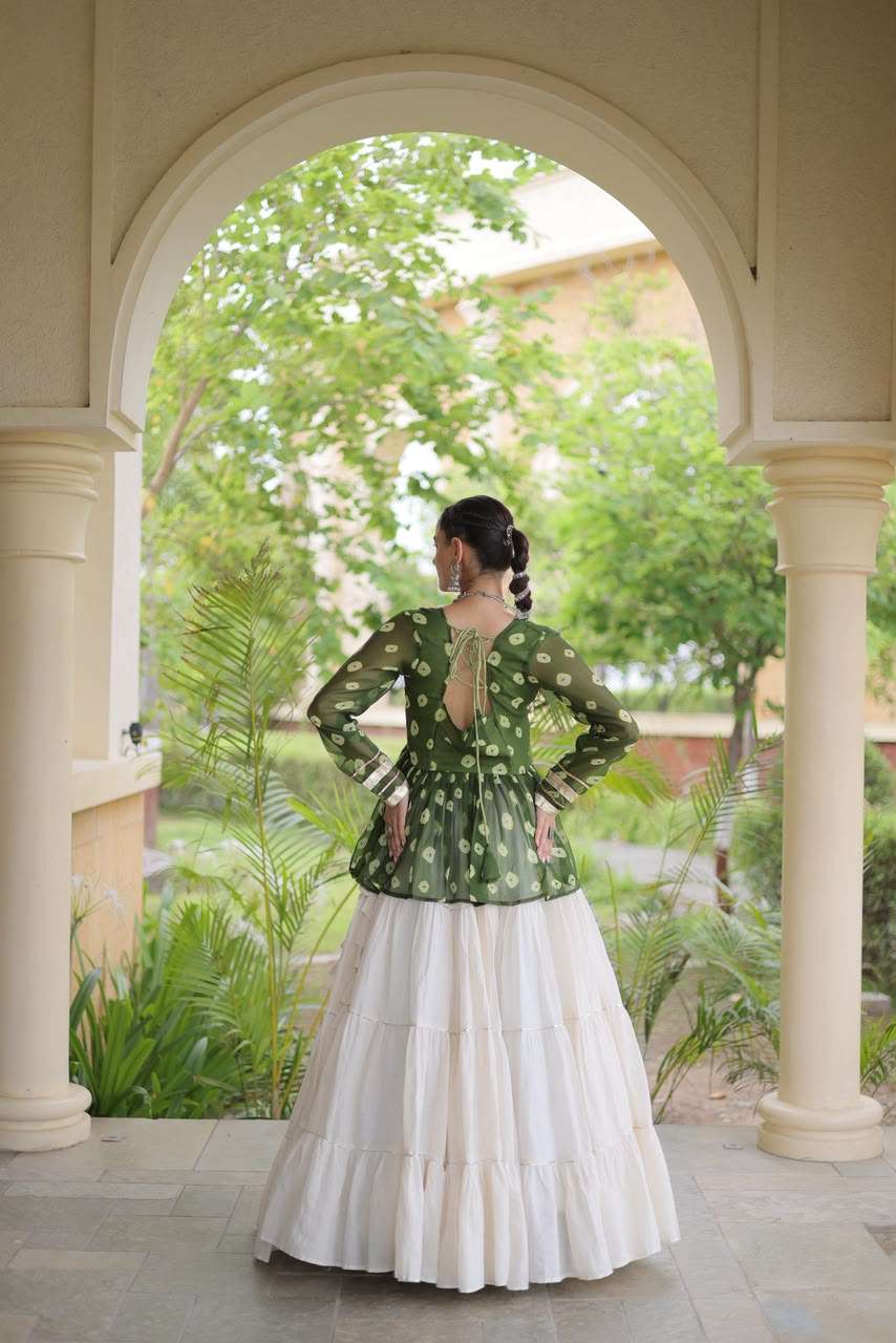 KA 5082 COTTON BANDHANI PRINT NAVRATRI WEAR LADIES TOP WITH LEHENGA COLLECTION