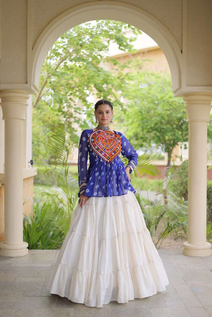 KA 5082 COTTON BANDHANI PRINT NAVRATRI WEAR LADIES TOP WITH LEHENGA COLLECTION