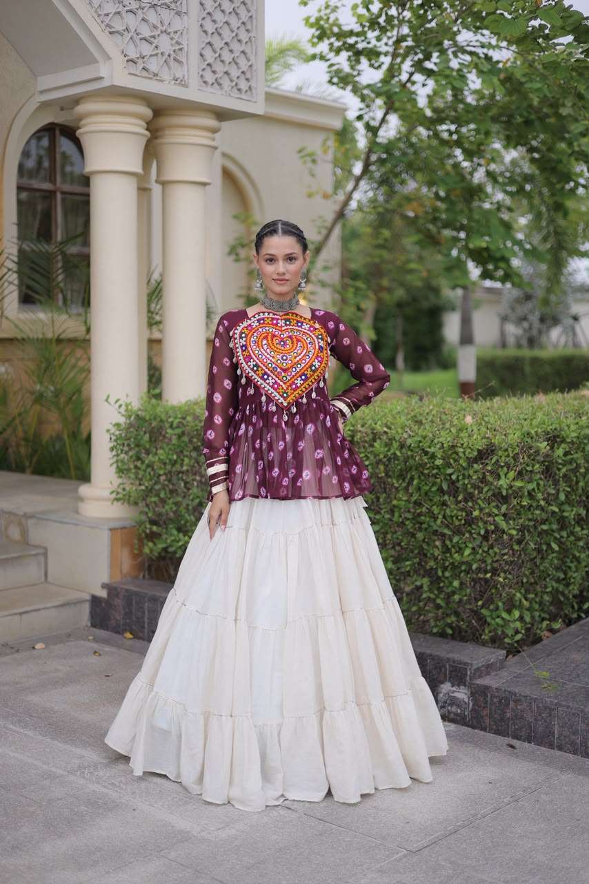 KA 5082 COTTON BANDHANI PRINT NAVRATRI WEAR LADIES TOP WITH LEHENGA COLLECTION