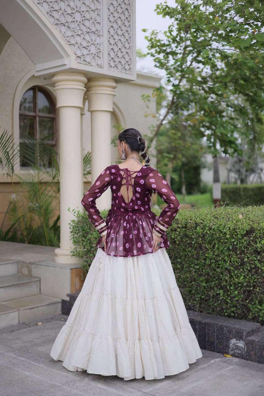 KA 5082 COTTON BANDHANI PRINT NAVRATRI WEAR LADIES TOP WITH LEHENGA COLLECTION