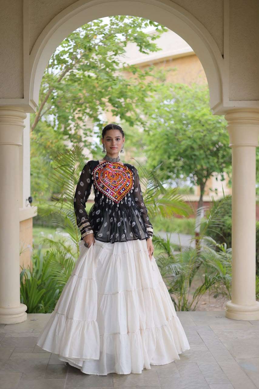 KA 5082 COTTON BANDHANI PRINT NAVRATRI WEAR LADIES TOP WITH LEHENGA COLLECTION