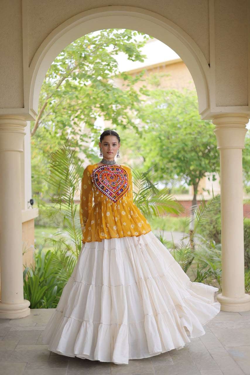 KA 5082 COTTON BANDHANI PRINT NAVRATRI WEAR LADIES TOP WITH LEHENGA COLLECTION