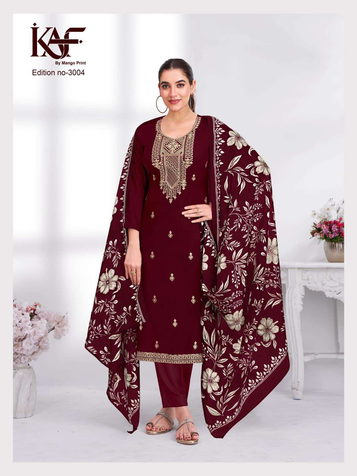 KAF FABRIC 24 CARAT EDITION 3 RAYON FABRIC FANCY WORKS LADIES SALWAR SUIT