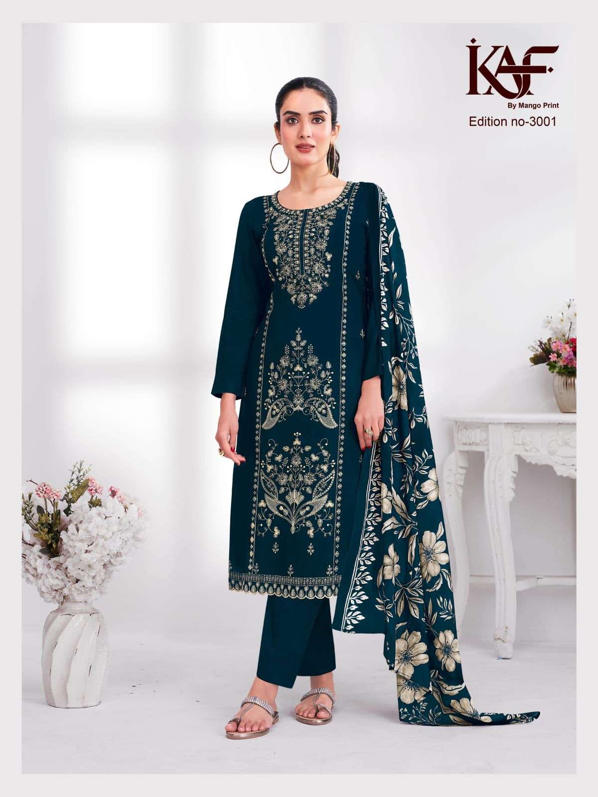 KAF FABRIC 24 CARAT EDITION 3 RAYON FABRIC FANCY WORKS LADIES SALWAR SUIT