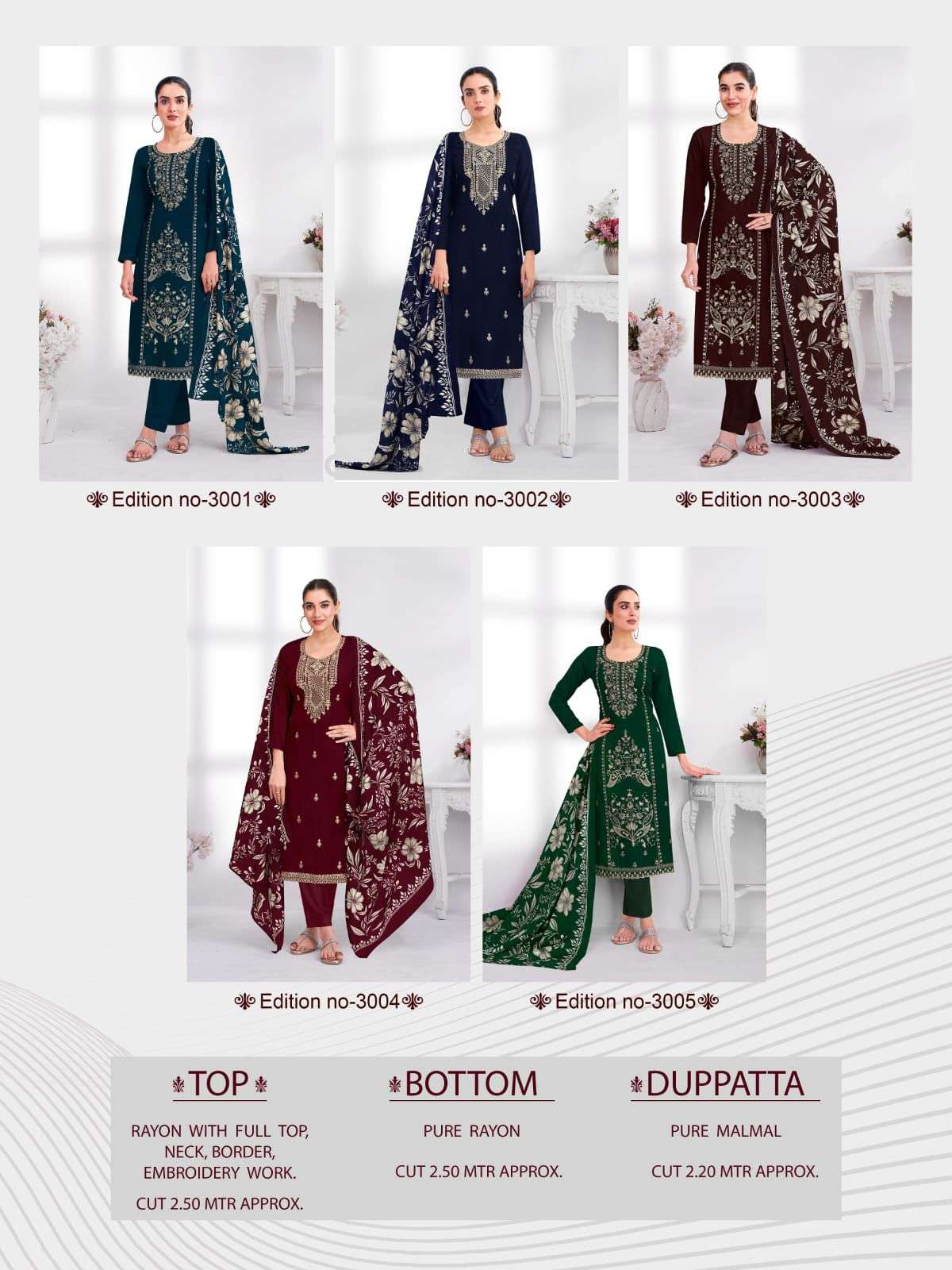 KAF FABRIC 24 CARAT EDITION 3 RAYON FABRIC FANCY WORKS LADIES SALWAR SUIT