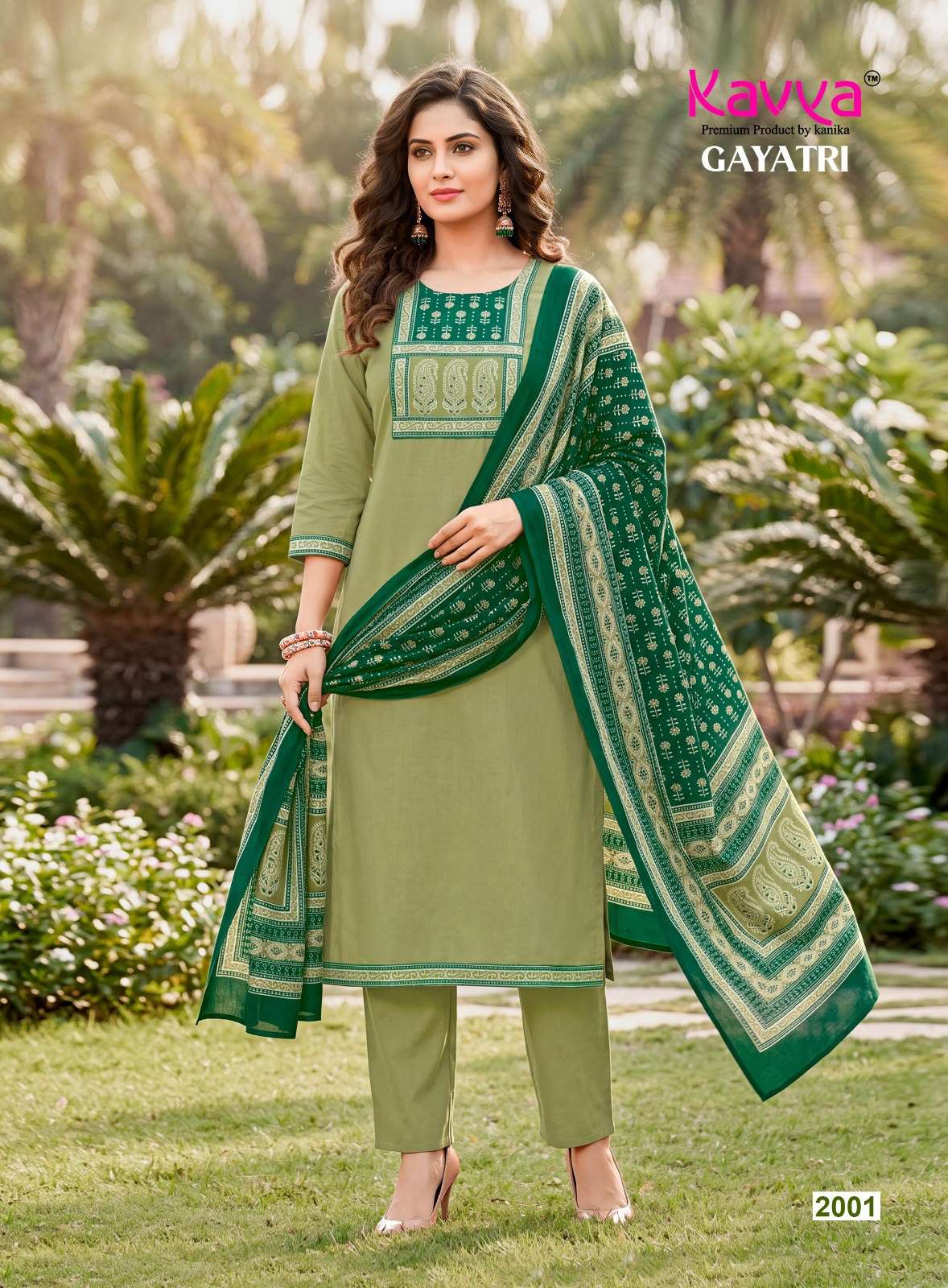 KAVYA GAYATRI VOL 2 COTTON FANCY STRAIGHT CUT KURTI BOTTOM AND DUPATTA SET 