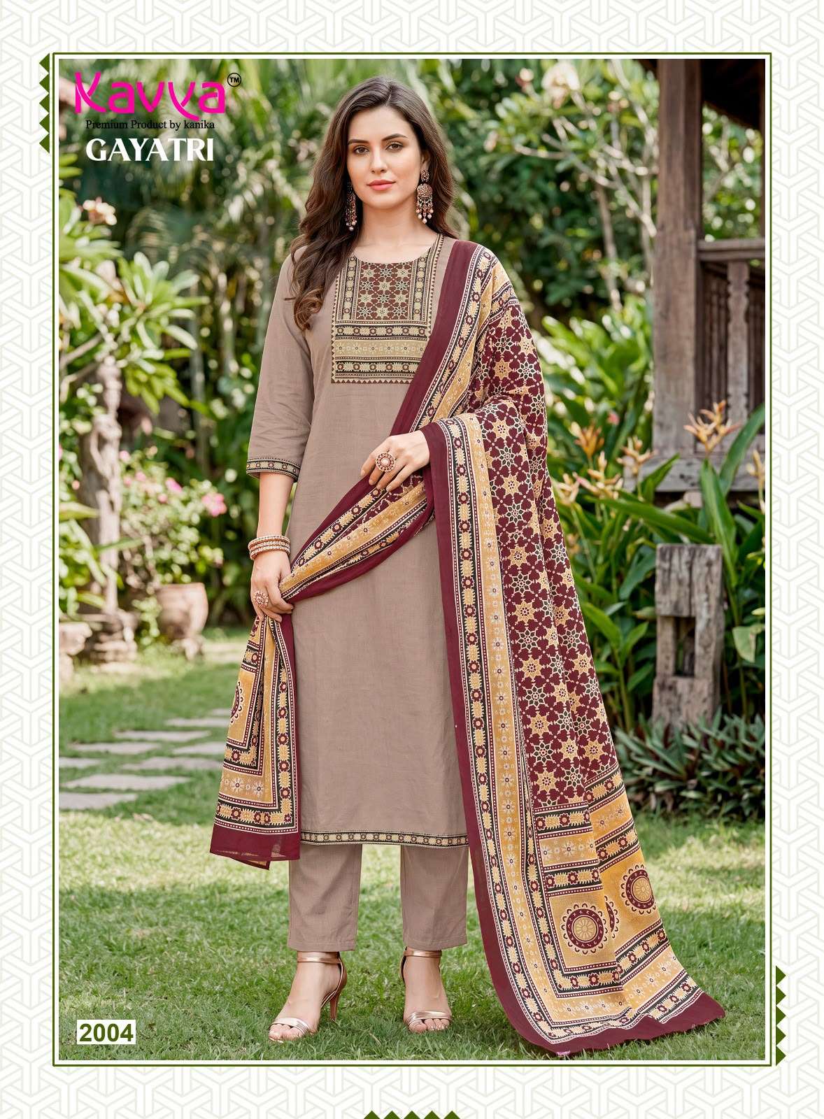 KAVYA GAYATRI VOL 2 COTTON FANCY STRAIGHT CUT KURTI BOTTOM AND DUPATTA SET 
