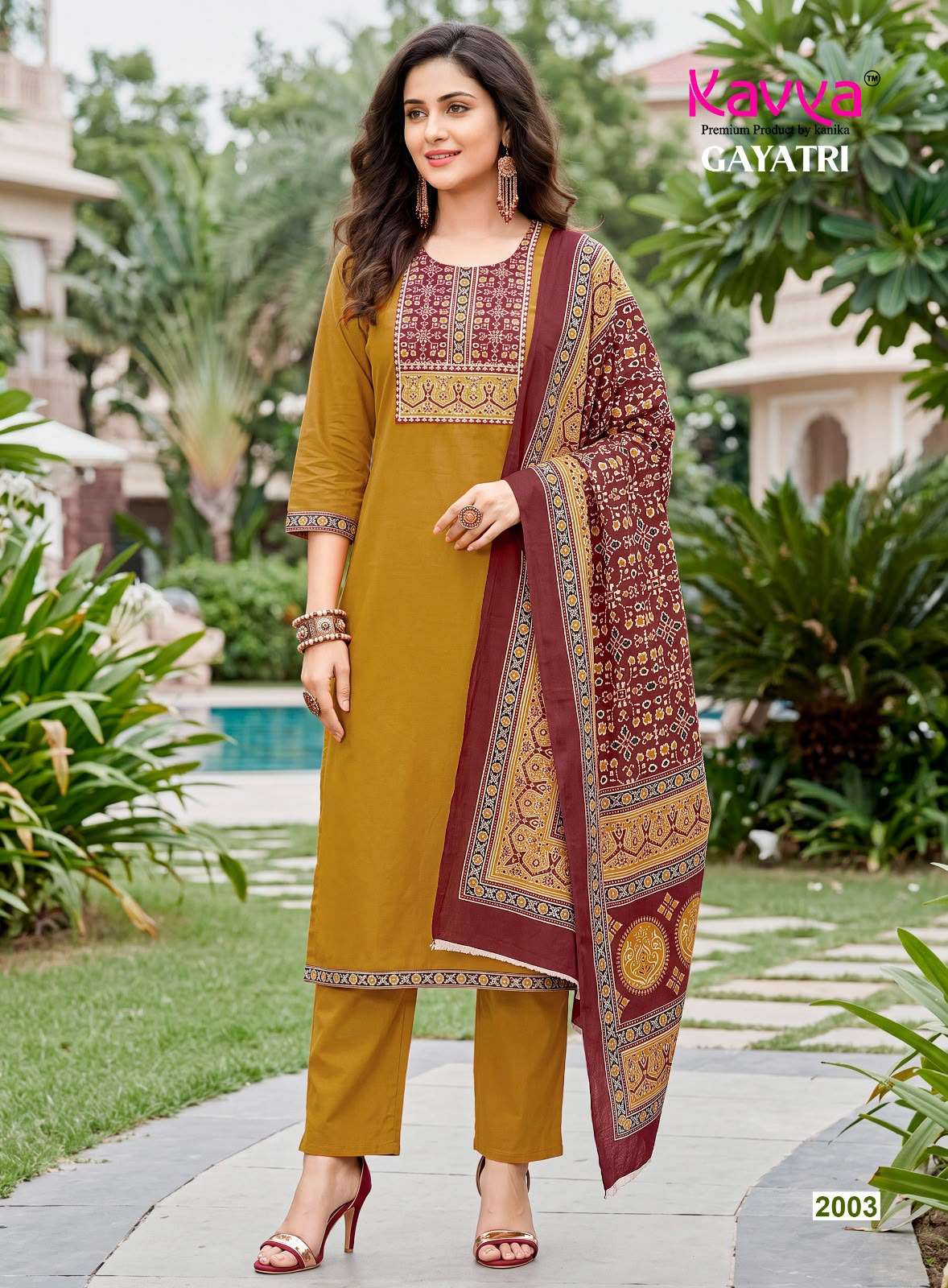 KAVYA GAYATRI VOL 2 COTTON FANCY STRAIGHT CUT KURTI BOTTOM AND DUPATTA SET 