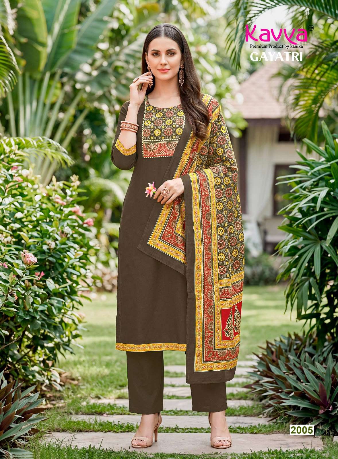 KAVYA GAYATRI VOL 2 COTTON FANCY STRAIGHT CUT KURTI BOTTOM AND DUPATTA SET 