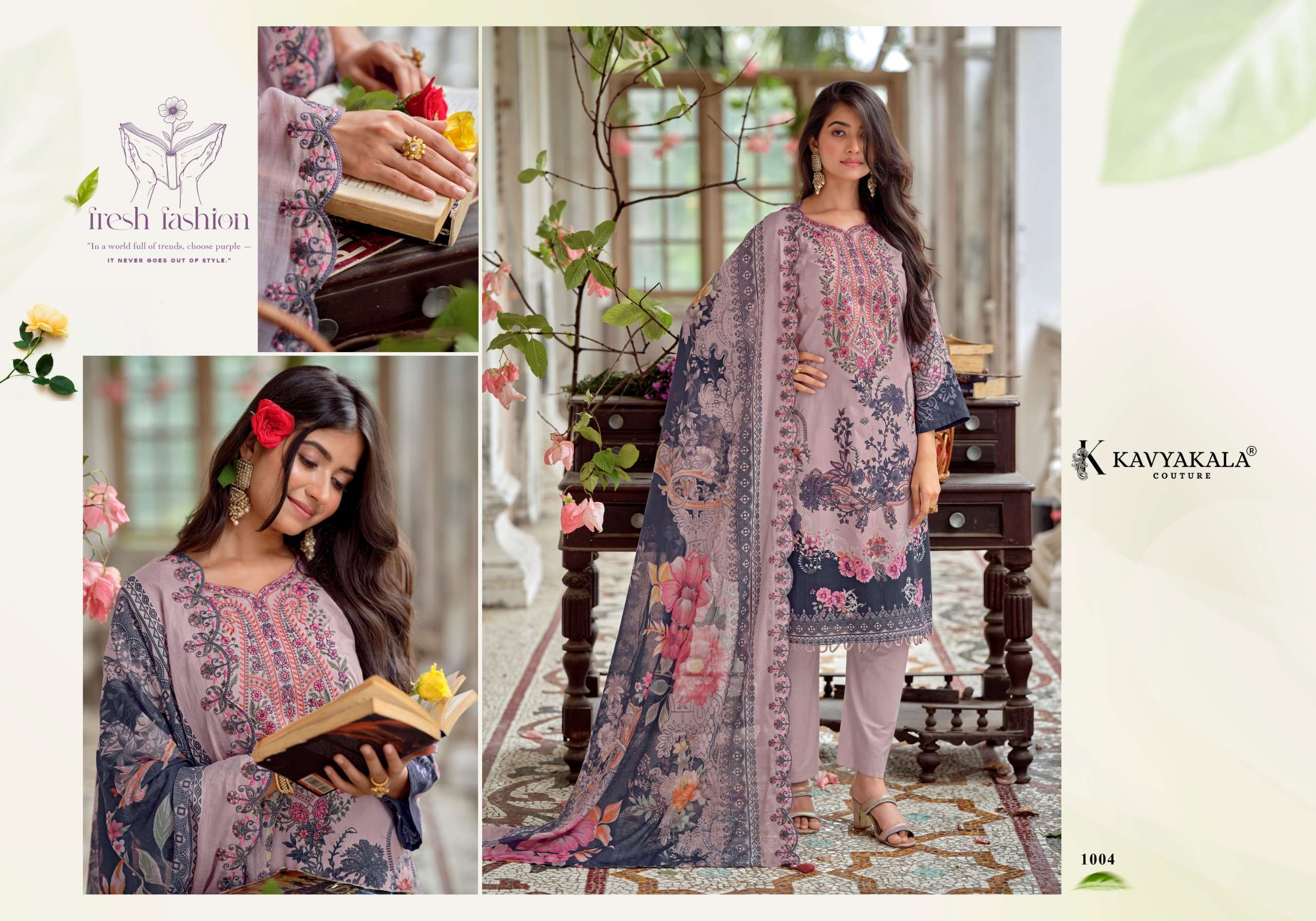 KAVYA‎‎ KALA COUTURE ANARKALI VOL 26 LAWN COTTON DIGITAL PRINT WITH FANCY WORK SUIT