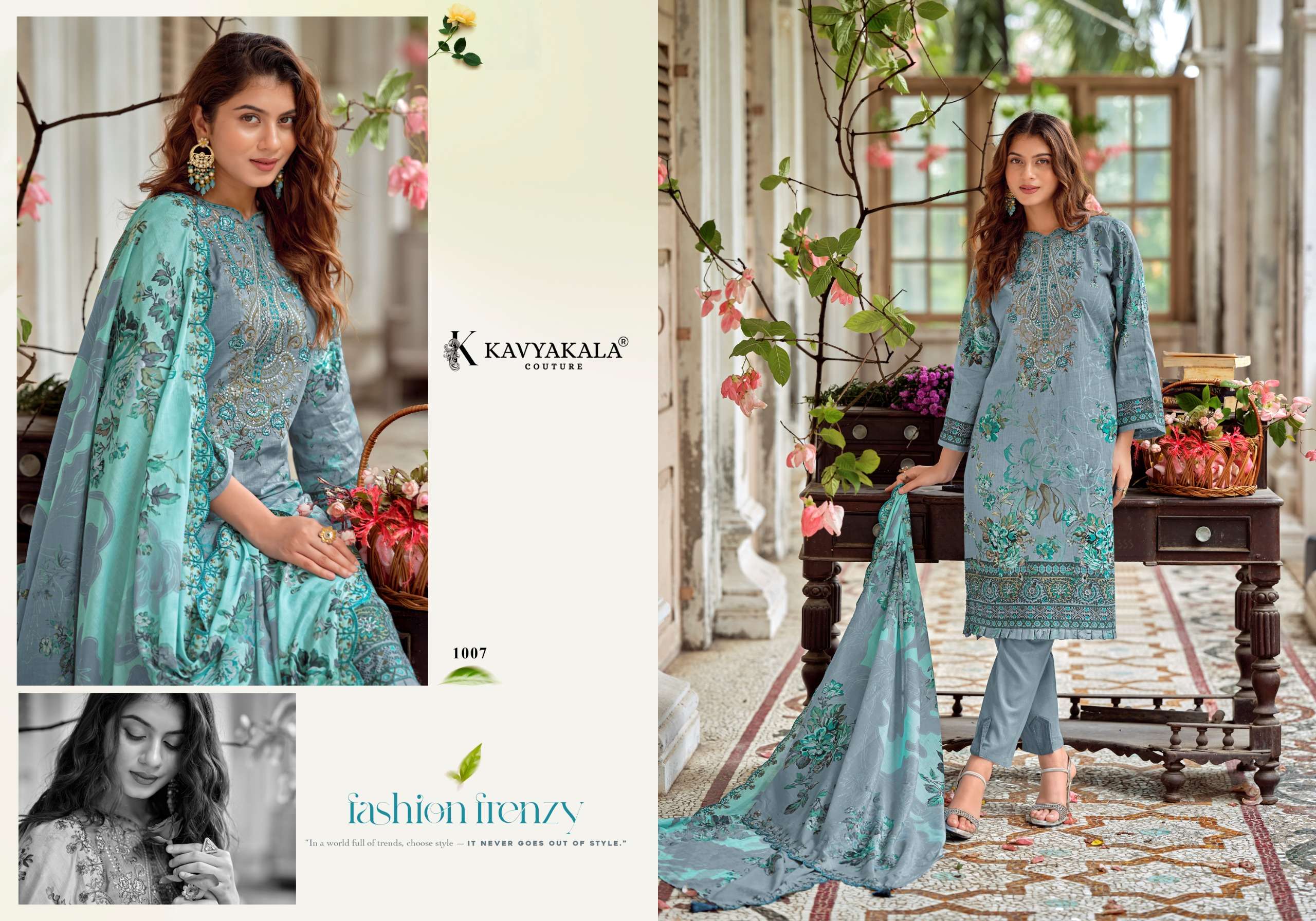 KAVYA‎‎ KALA COUTURE ANARKALI VOL 26 LAWN COTTON DIGITAL PRINT WITH FANCY WORK SUIT