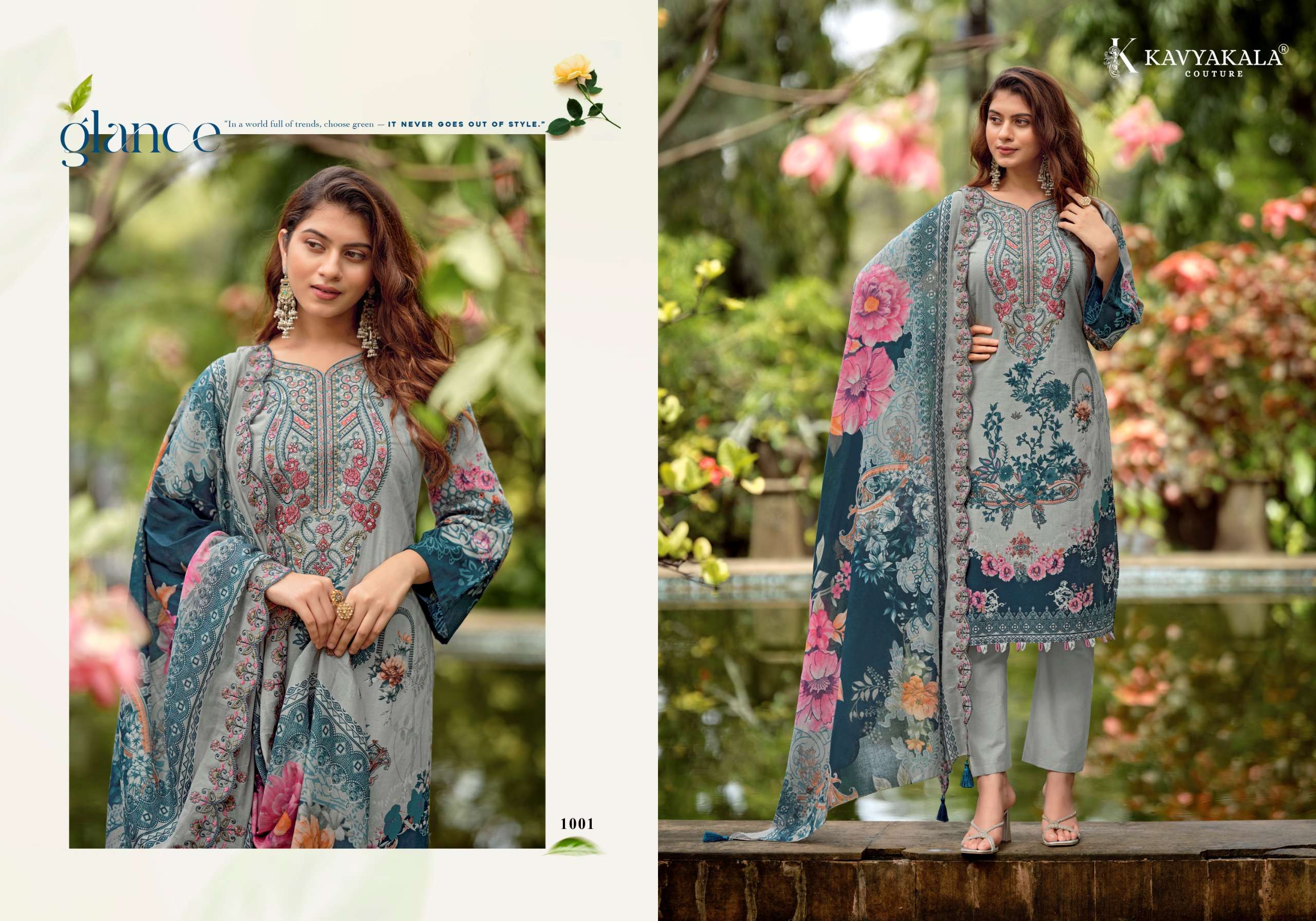 KAVYA‎‎ KALA COUTURE ANARKALI VOL 26 LAWN COTTON DIGITAL PRINT WITH FANCY WORK SUIT