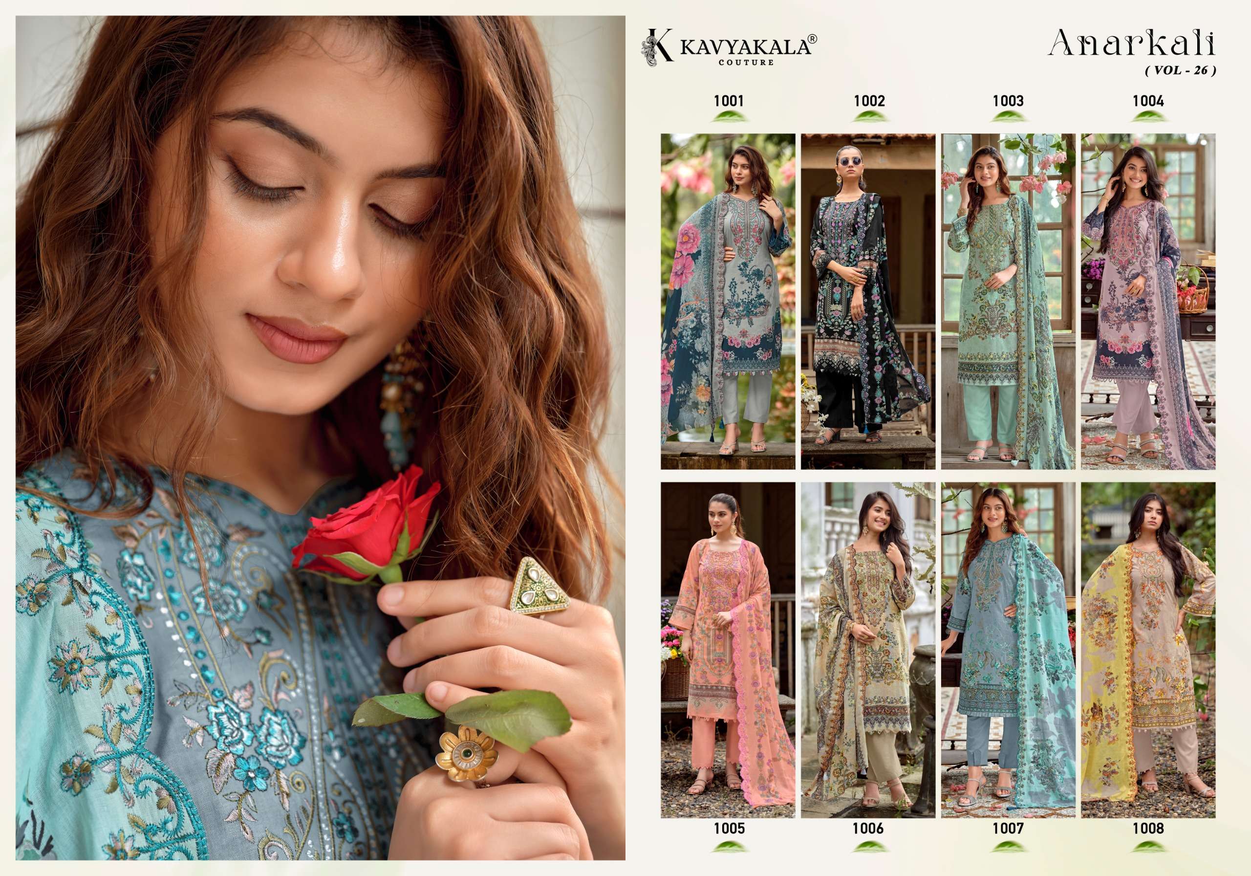 KAVYA‎‎ KALA COUTURE ANARKALI VOL 26 LAWN COTTON DIGITAL PRINT WITH FANCY WORK SUIT