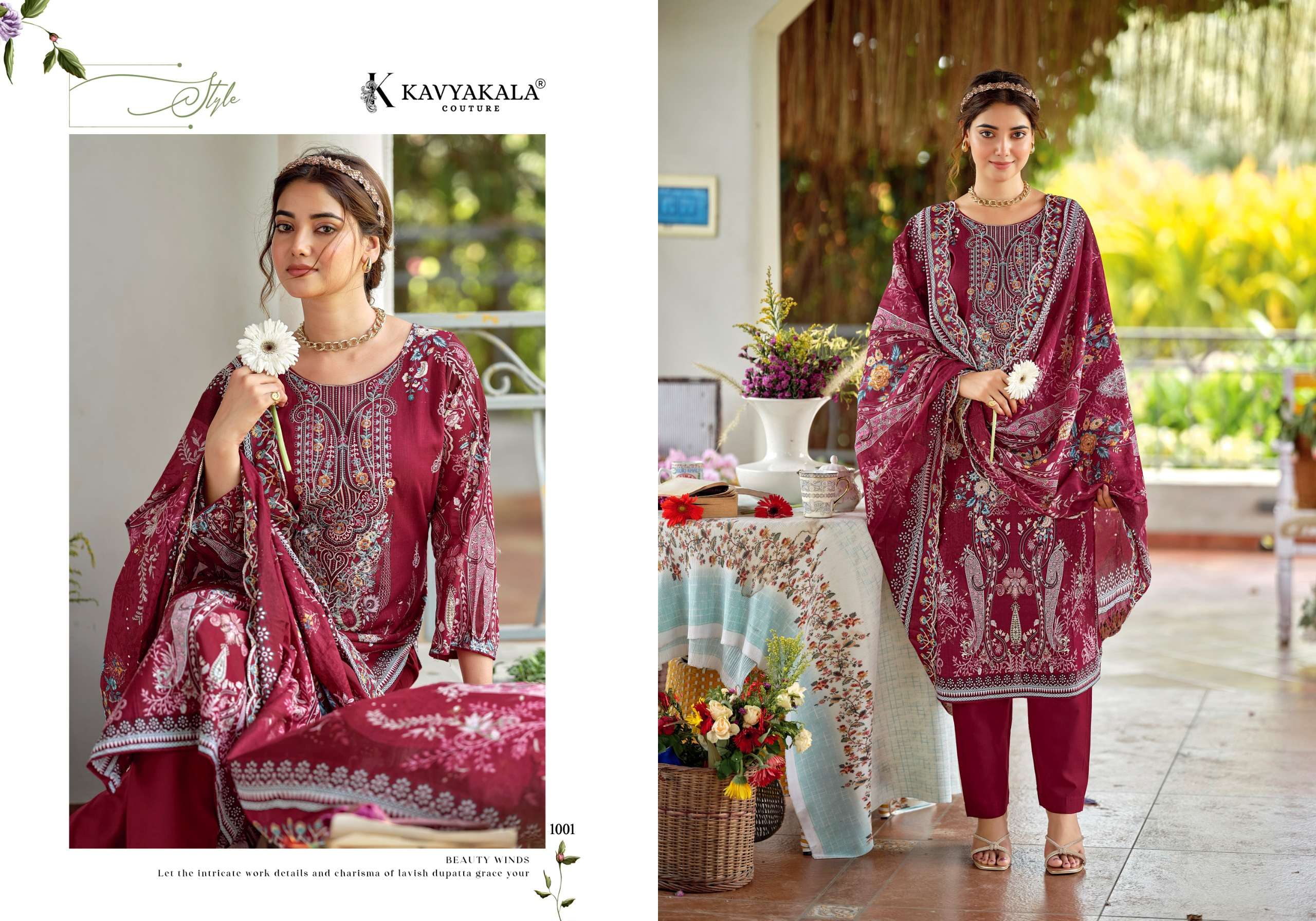 KAVYA‎‎ KALA COUTURE ZARINA LAWN COTTON DIGITAL PRINT WITH FANCY WORK SUITS 
