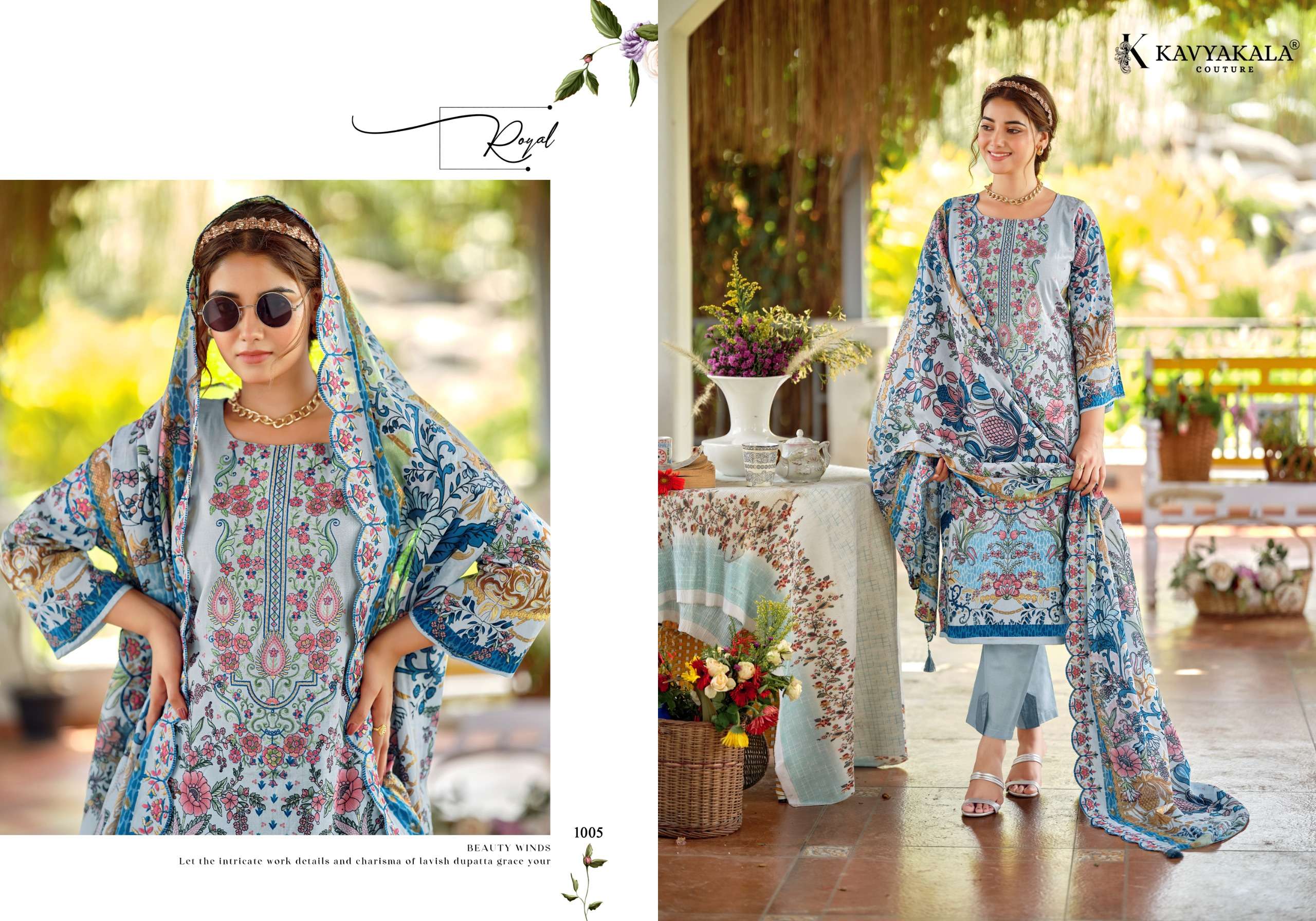 KAVYA‎‎ KALA COUTURE ZARINA LAWN COTTON DIGITAL PRINT WITH FANCY WORK SUITS 
