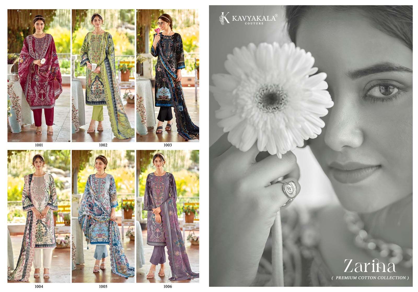 KAVYA‎‎ KALA COUTURE ZARINA LAWN COTTON DIGITAL PRINT WITH FANCY WORK SUITS 