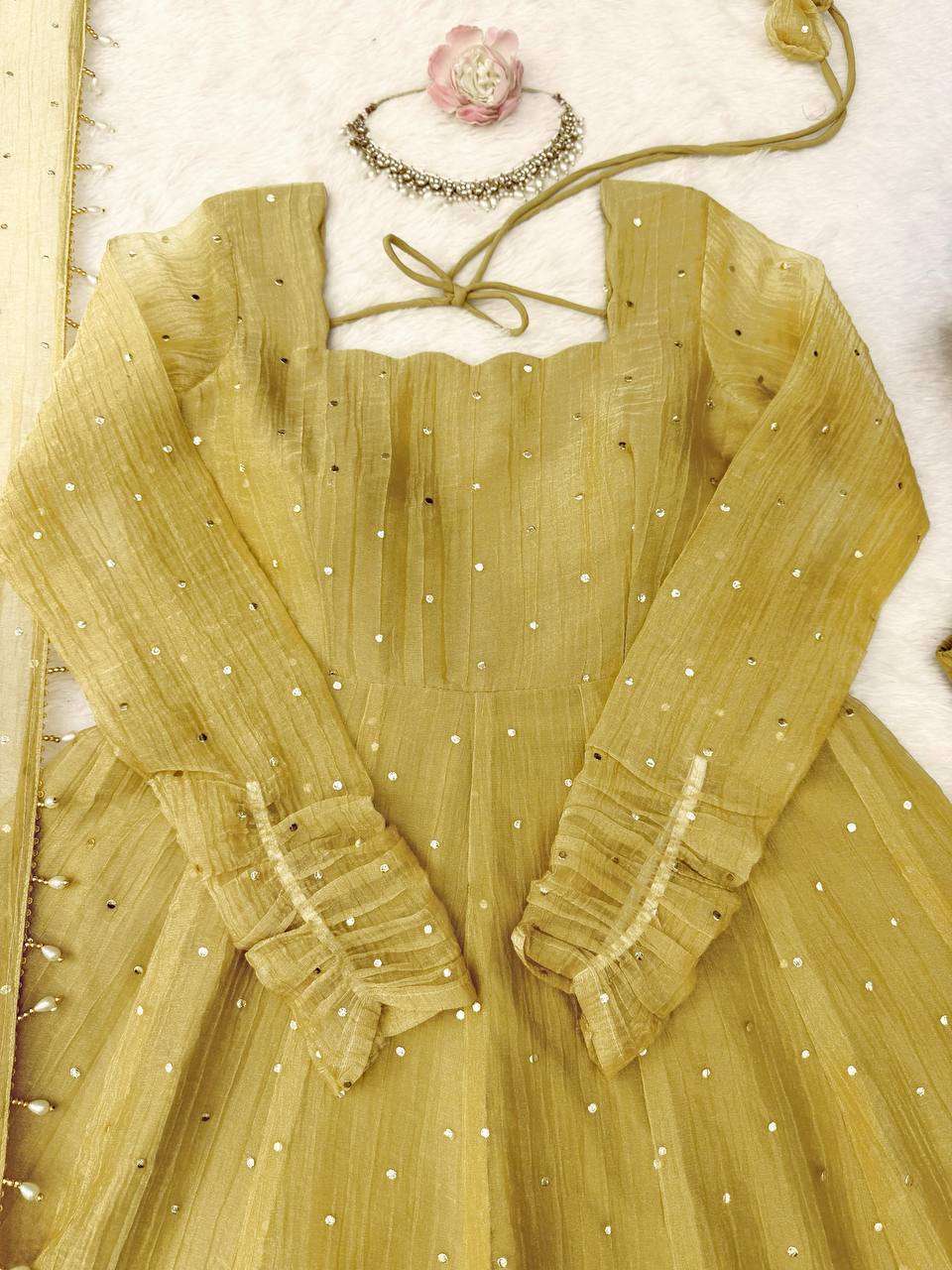 KD 1641 SILK BEAUTIFUL DESIGNER LOOK PARTY WEAR ANARKALI GOWN PENT AND DUPATTA SET 