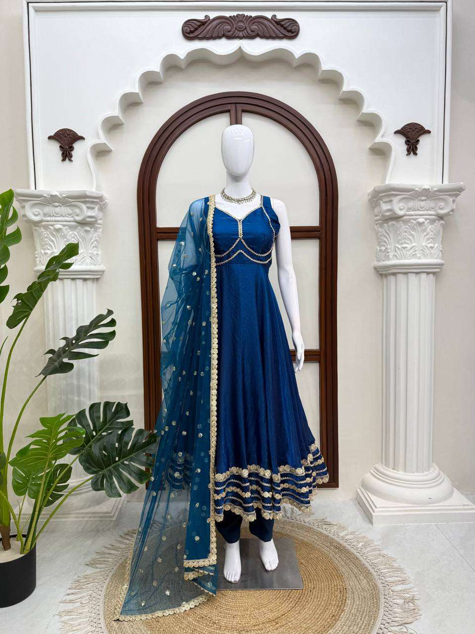 KD 1644 SILK DESIGNER FESTIVE WEAR GOWN PENT AND DUPATTA SET 