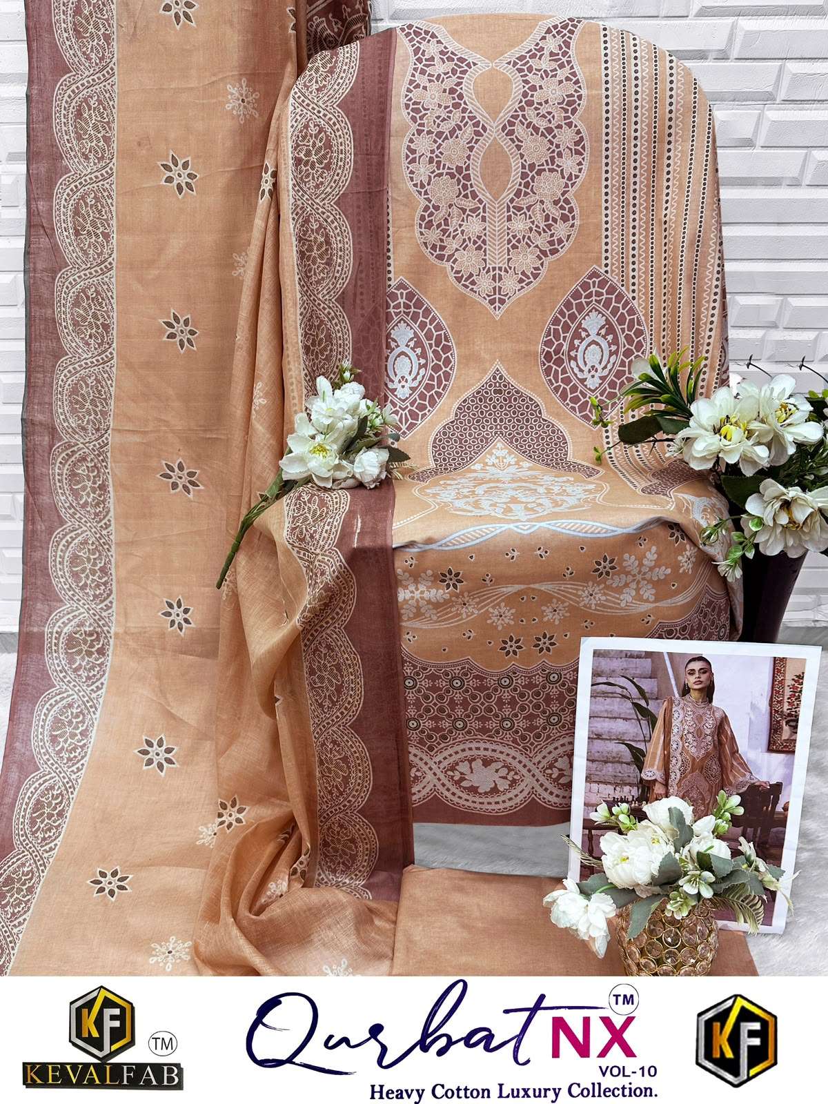 KEVAL FAB QURBAT NX VOL 10 COTTON DIGITAL PRINTS SALWAR SUIT