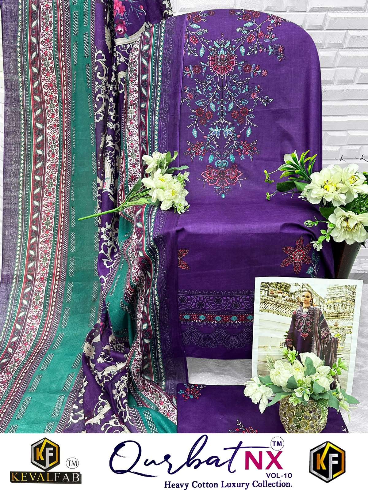 KEVAL FAB QURBAT NX VOL 10 COTTON DIGITAL PRINTS SALWAR SUIT