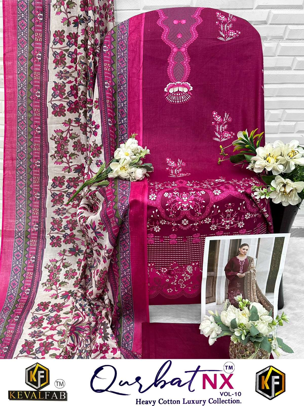 KEVAL FAB QURBAT NX VOL 10 COTTON DIGITAL PRINTS SALWAR SUIT