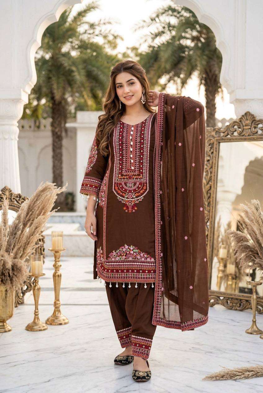 KF 1725 SILK SEQUENCE EMBROIDERY DESIGNER WORK FESTIVE WEAR LADIES SUITS 