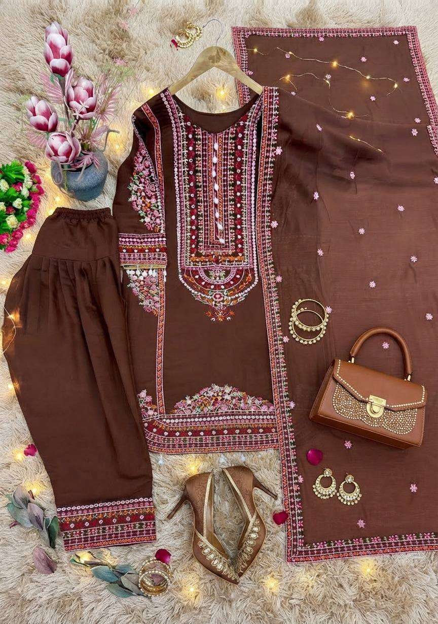 KF 1725 SILK SEQUENCE EMBROIDERY DESIGNER WORK FESTIVE WEAR LADIES SUITS 