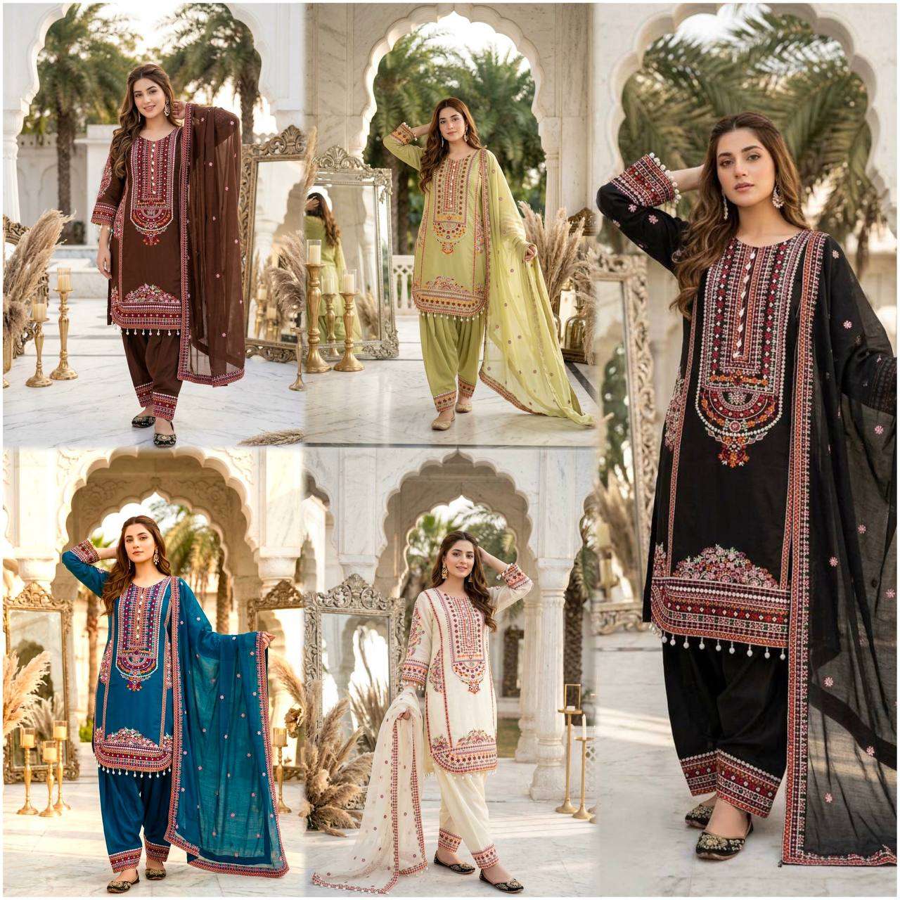 KF 1725 SILK SEQUENCE EMBROIDERY DESIGNER WORK FESTIVE WEAR LADIES SUITS 