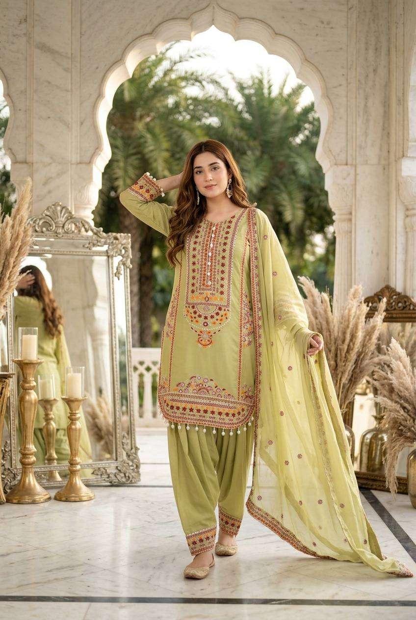 KF 1725 SILK SEQUENCE EMBROIDERY DESIGNER WORK FESTIVE WEAR LADIES SUITS 