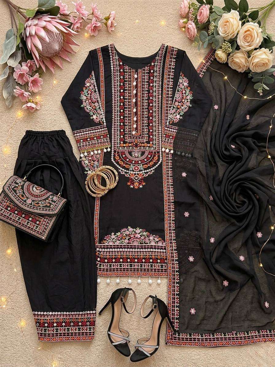 KF 1725 SILK SEQUENCE EMBROIDERY DESIGNER WORK FESTIVE WEAR LADIES SUITS 