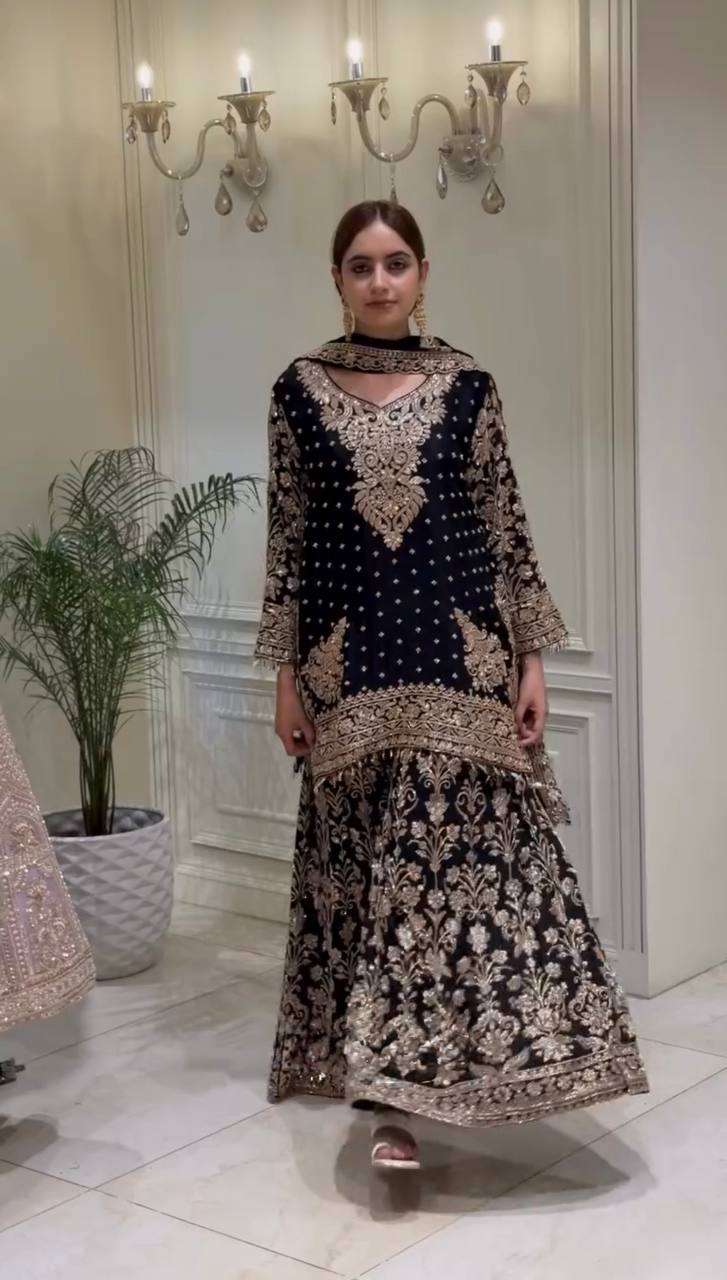 KF 1733 FOX GEORGETTE HEAVY EMBROIDERY DESIGNER WEDDING WEAR SUIT
