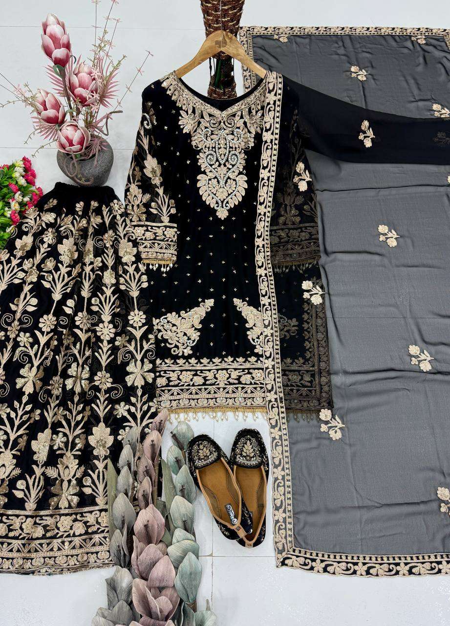 KF 1733 FOX GEORGETTE HEAVY EMBROIDERY DESIGNER WEDDING WEAR SUIT